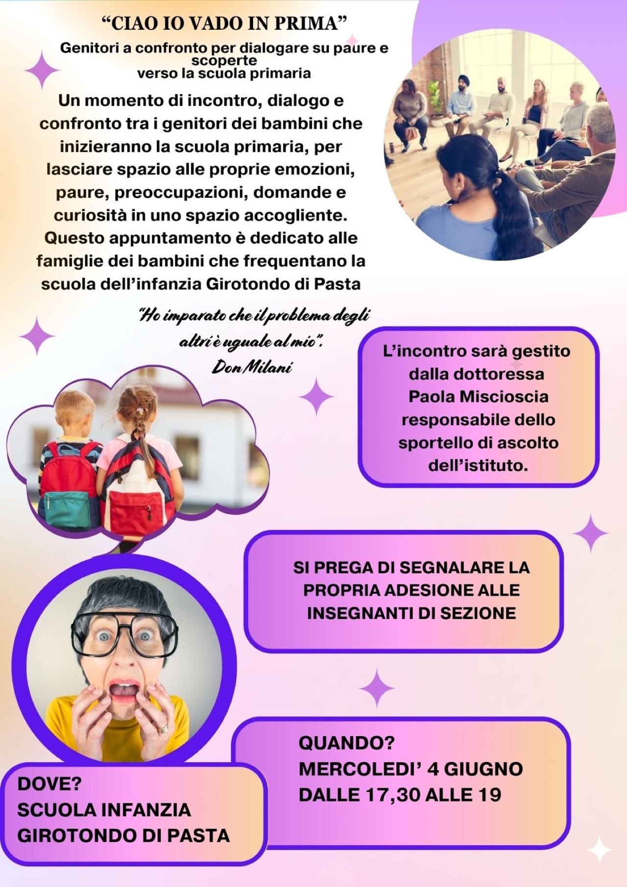 "Ciao io vado in prima"
